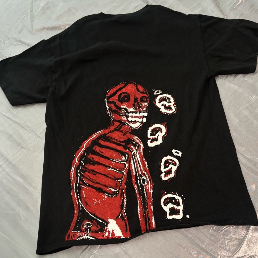 Bold Black and Red Skeleton Graphic Tee